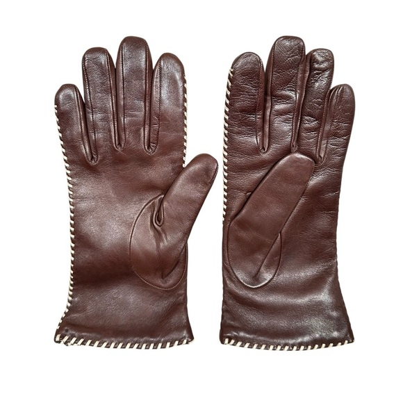 VINTAGE Leather Wool Knit Lined Gloves - Picture 2 of 5
